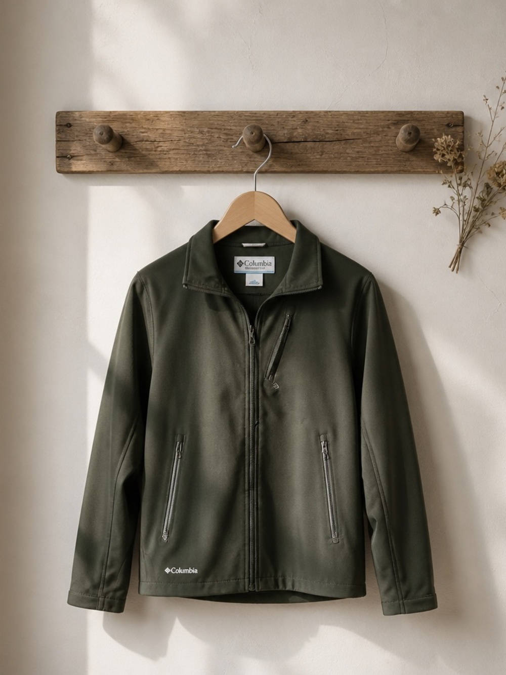 Columbia Dark Olive Green Zip-Front Softshell Jacket